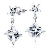 Star n Square CZ Earring Silver ECS-27